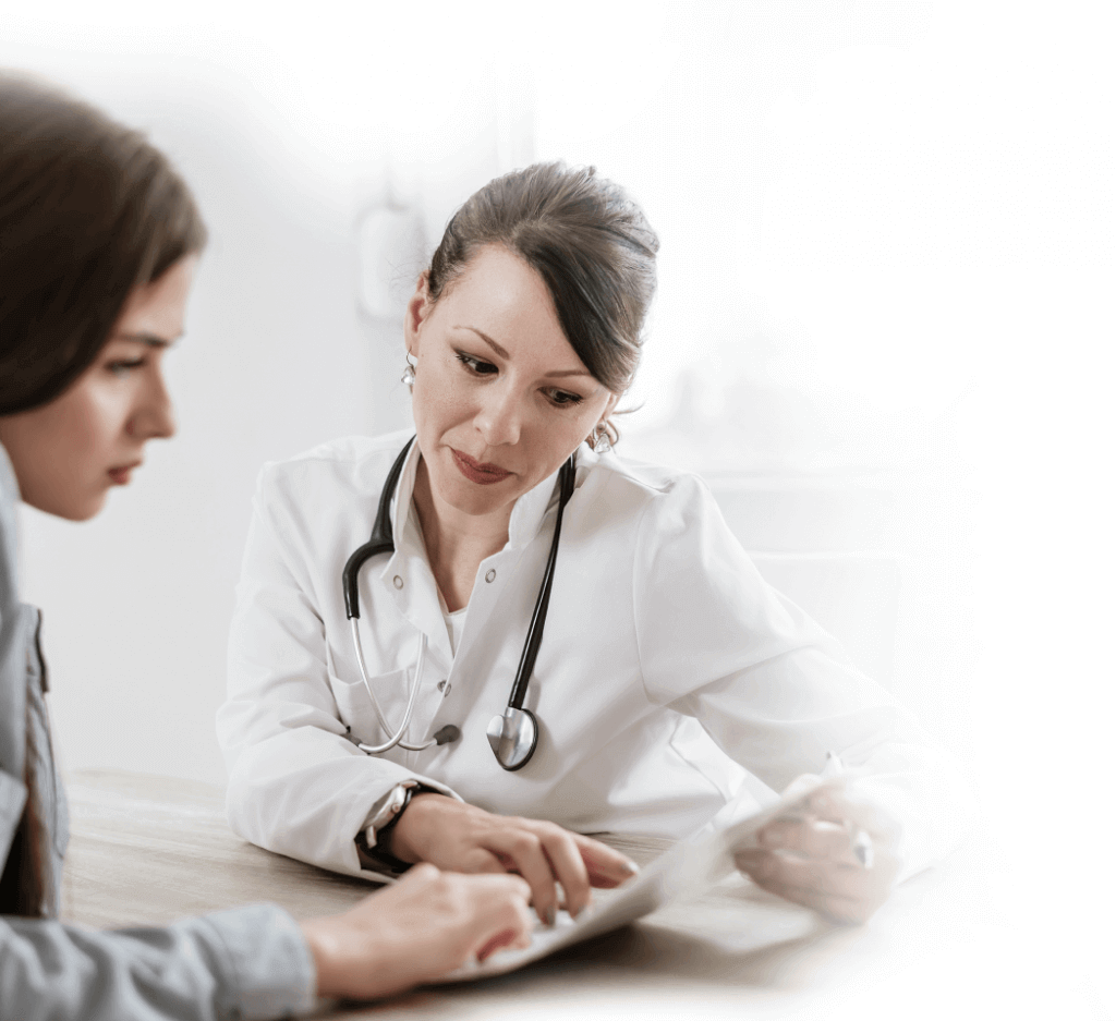 Patient and doctor during an outpatient conversation.