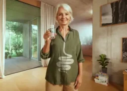 Ženska, ki skrbi za svoje črevesje in s tem izboljša svoje počutje in intuitivne odločitve.